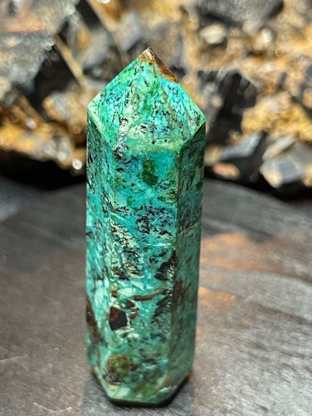 🌑Polished Chrysocolla Crystal Tower Point NWT🌑